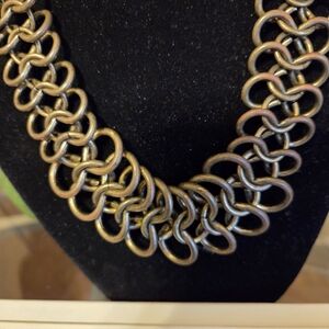 Chunky Double-Loop Chain Necklace - Gold Tone Excellent